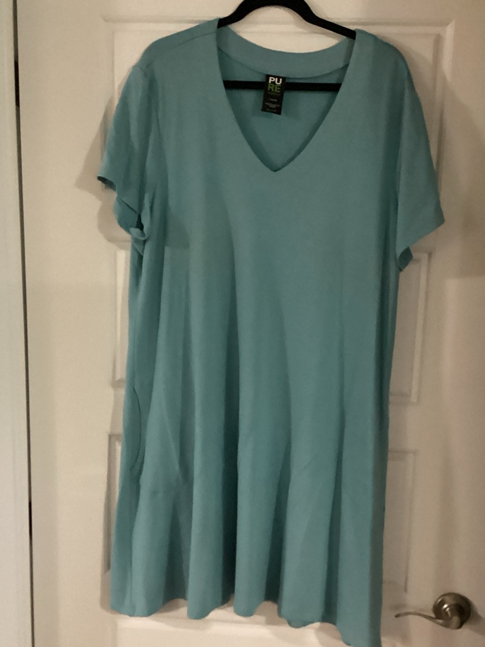 Pure Essence Women's Teal V-Neck Short Sleeve Tunic